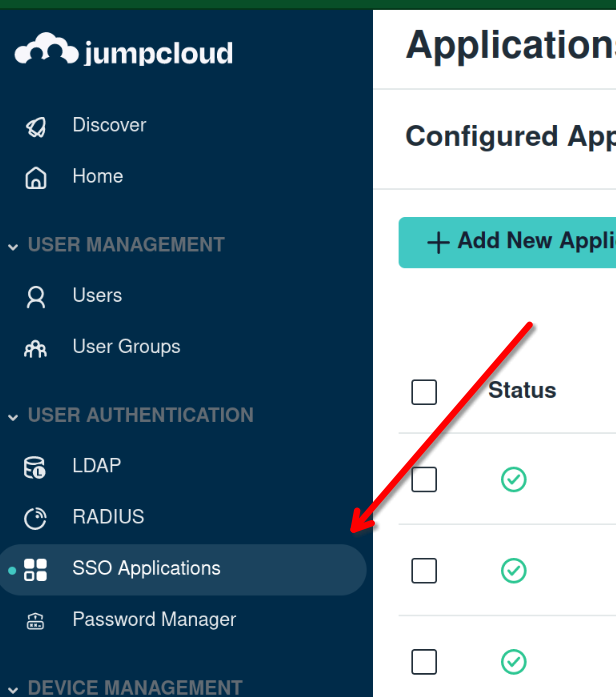 Jumpcloud SSO applications
